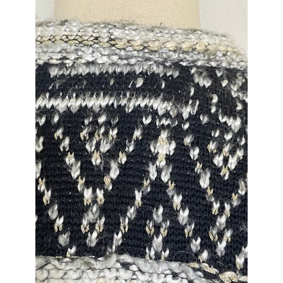 H&M Women’s Cardigan Sweater Jacket Black White - Picture 5 of 8